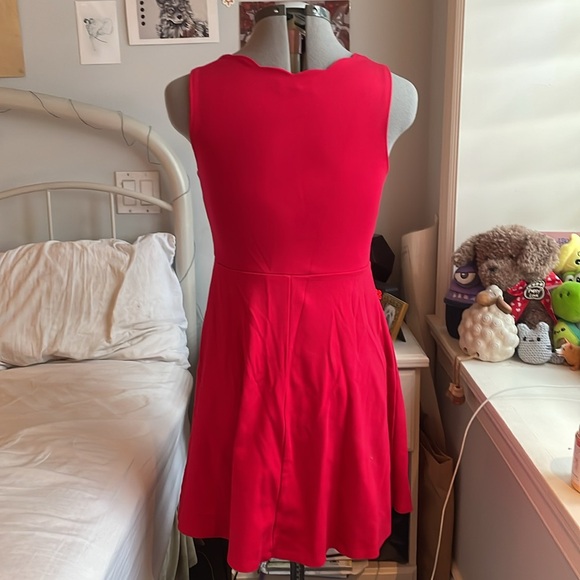 Flared Red Dress with Scallop Neckline - Picture 3 of 3